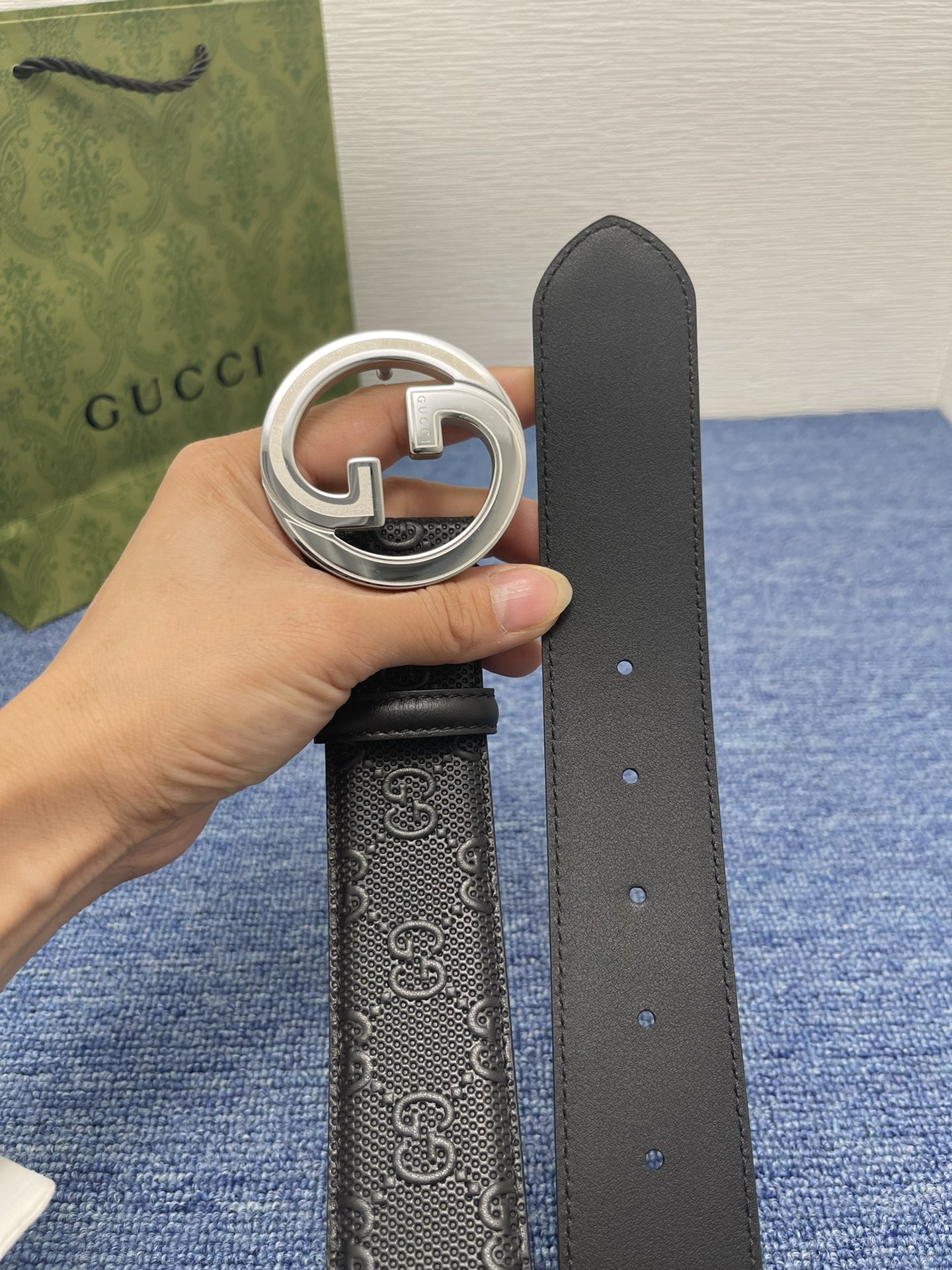 Gucci经典款进口原厂印花面搭配原版皮底精品钢扣宽4.0Cm经典永不过时款潮流大方时尚百搭