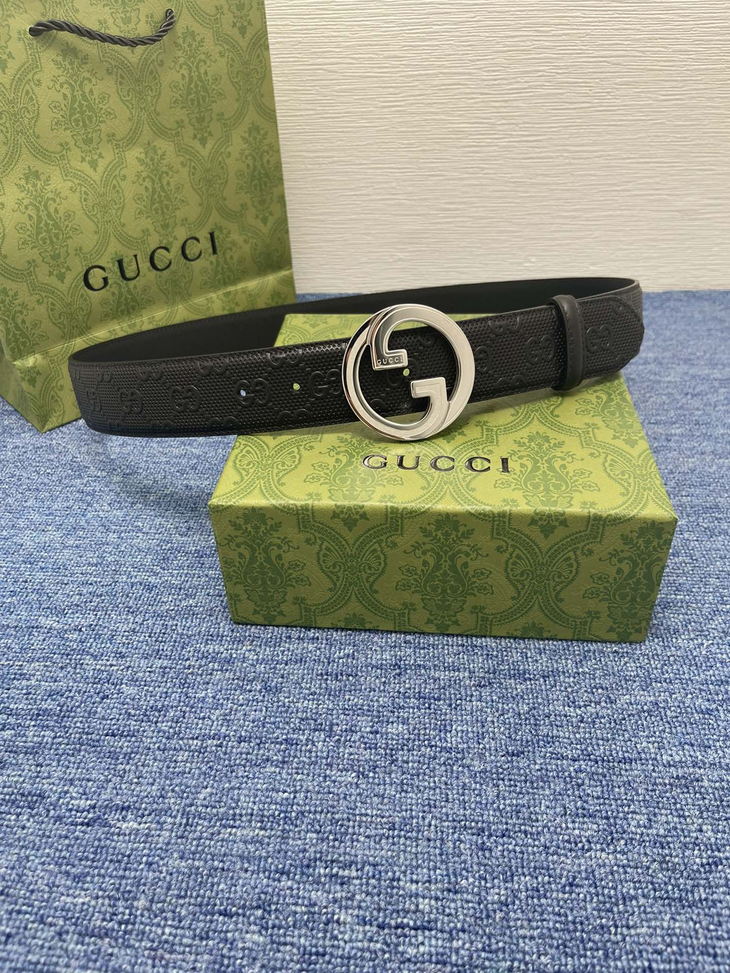 Gucci经典款进口原厂印花面搭配原版皮底精品钢扣宽4.0Cm经典永不过时款潮流大方时尚百搭