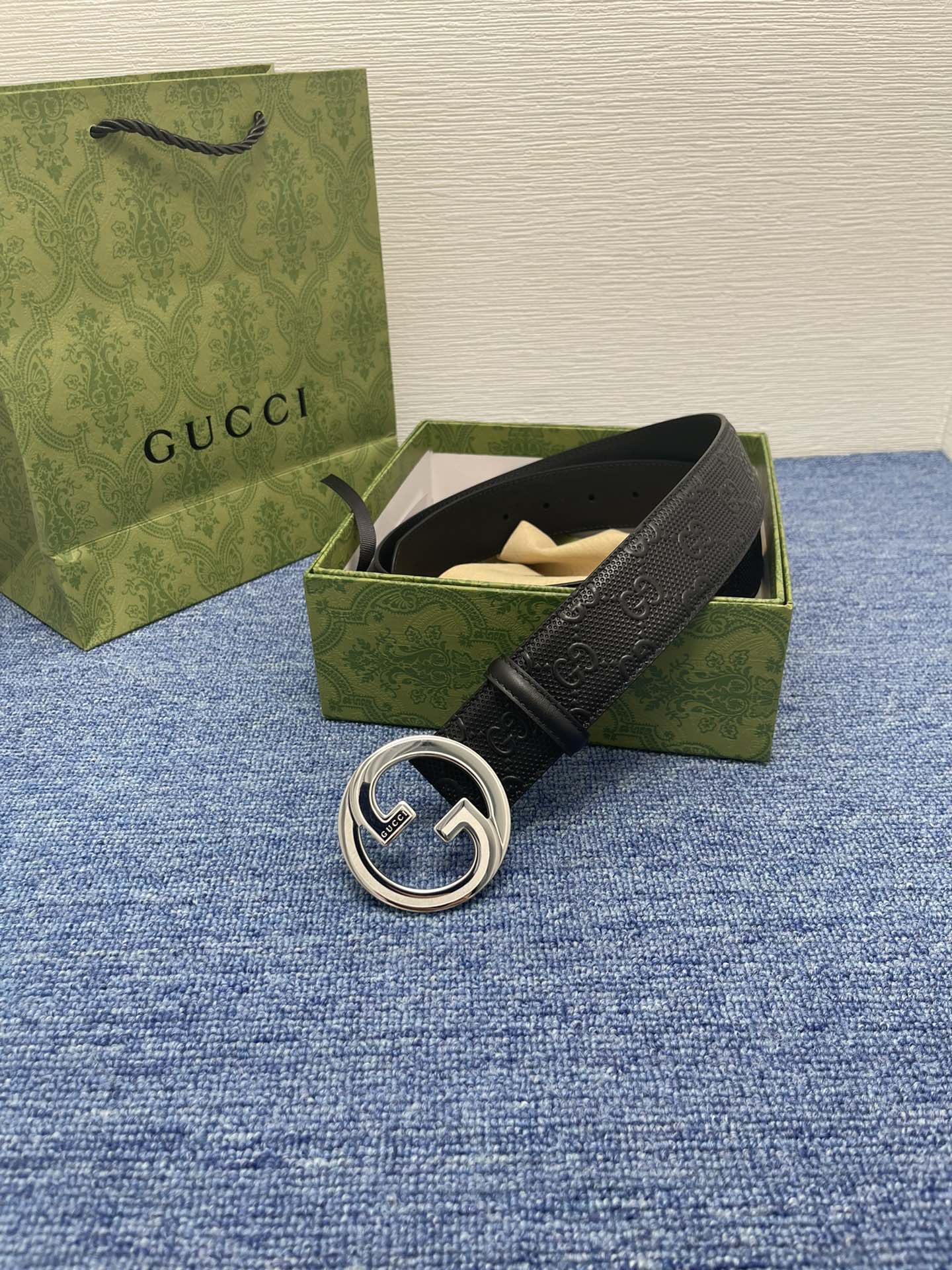 Gucci经典款进口原厂印花面搭配原版皮底精品钢扣宽4.0Cm经典永不过时款潮流大方时尚百搭