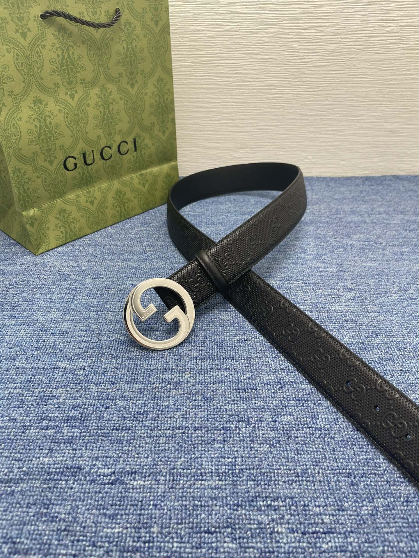 Gucci经典款进口原厂印花面搭配原版皮底精品钢扣宽4.0Cm经典永不过时款潮流大方时尚百搭