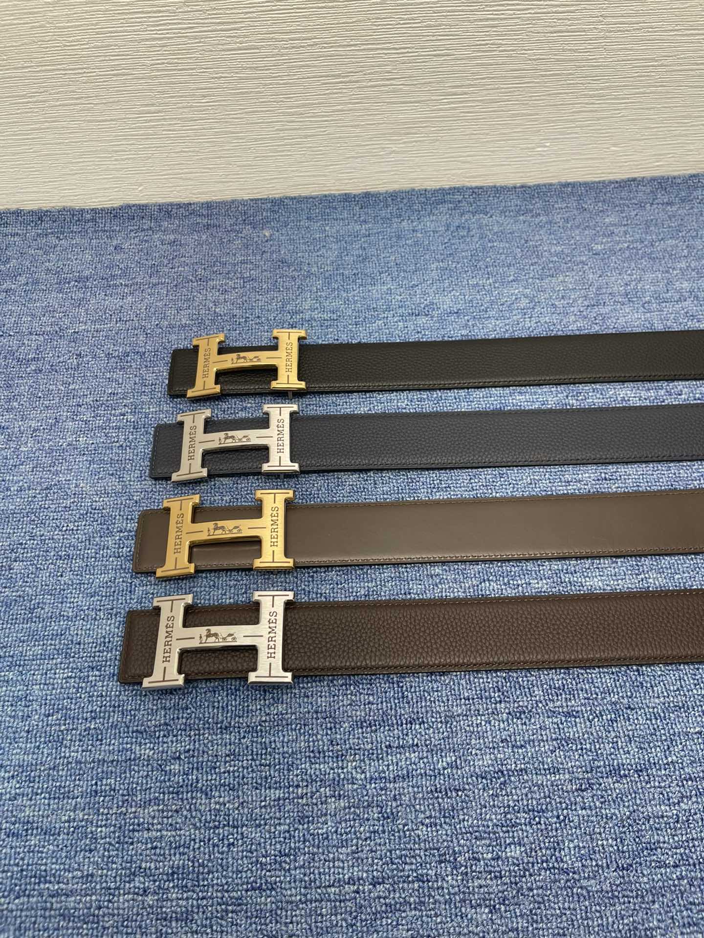 爱马仕Hermes原单爱马仕宽3.8cm进口原版皮带身双面可两面用精品电镀五金！