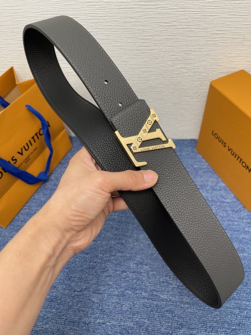 Louis Vuitton 4.0cm Monogram Leather Belt with LV Initial Buckle 1 Louis Vuitton 4.0cm Monogram Leather Belt with LV Initial Buckle