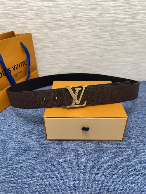 Louis Vuitton 4.0cm Monogram Leather Belt with LV Buckle - Brown 1 Louis Vuitton 4.0cm Monogram Leather Belt with LV Buckle - Brown