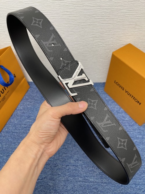Louis Vuitton 4.0cm Monogram Leather Belt With LV Initiales Buckle 1 Louis Vuitton 4.0cm Monogram Leather Belt With LV Initiales Buckle