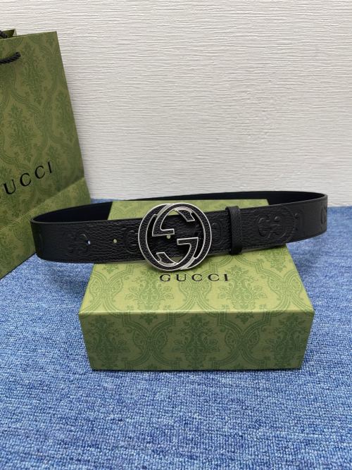 Gucci Signature Leather Belt with Double G Buckle, 1.6 Inches Wide 1 Gucci Signature Leather Belt with Double G Buckle, 1.6 Inches Wide