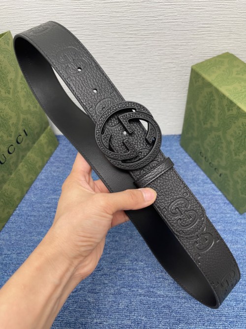 Gucci Signature Leather Belt with Double G Buckle - Black, 4cm Width 1 Gucci Signature Leather Belt with Double G Buckle - Black, 4cm Width