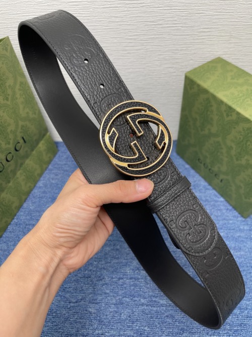 Gucci Signature Leather Belt with Double G Buckle - Black, 4.0 cm Width 1 Gucci Signature Leather Belt with Double G Buckle - Black, 4.0 cm Width