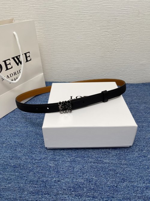 Loewe Leather Belt with Metal Buckle - Adjustable 2.0 cm Width