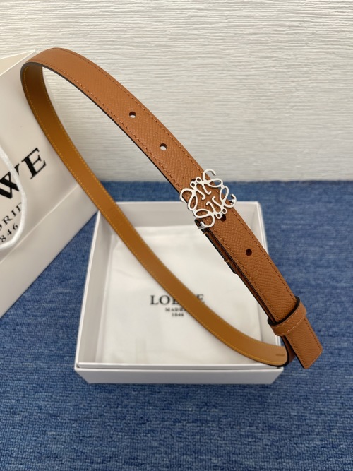 Loewe Women's Anagram Cutout Leather Belt, 2 cm Width, Tan/Silver Buckle 1 Loewe Women's Anagram Cutout Leather Belt, 2 cm Width, Tan/Silver Buckle