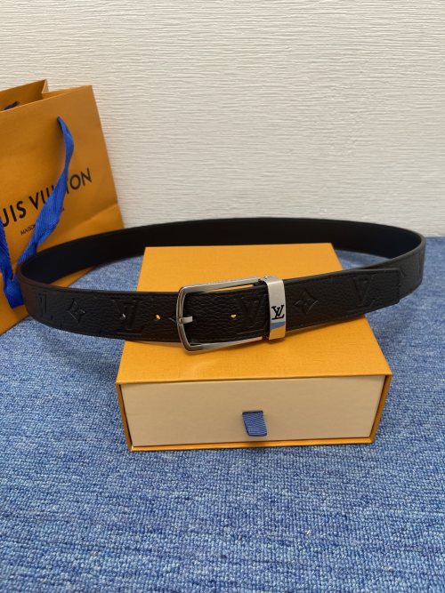 Louis Vuitton Embossed Leather Belt with Original Boutique Pin Buckle 1 Louis Vuitton Embossed Leather Belt with Original Boutique Pin Buckle