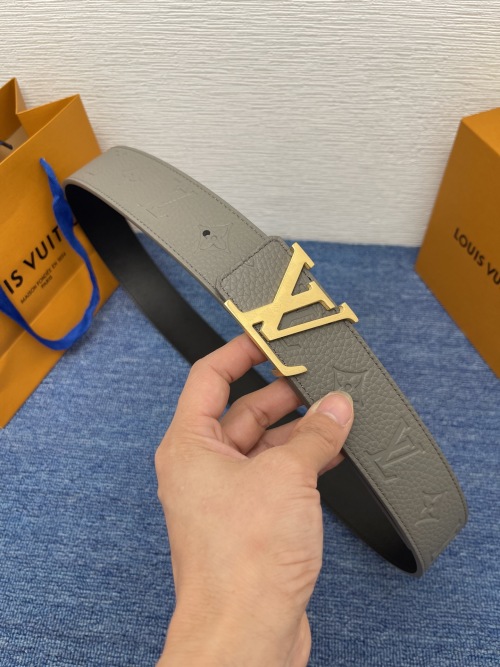 Louis Vuitton 4.0cm Monogram Leather Belt with Gold Buckle 1 Louis Vuitton 4.0cm Monogram Leather Belt with Gold Buckle