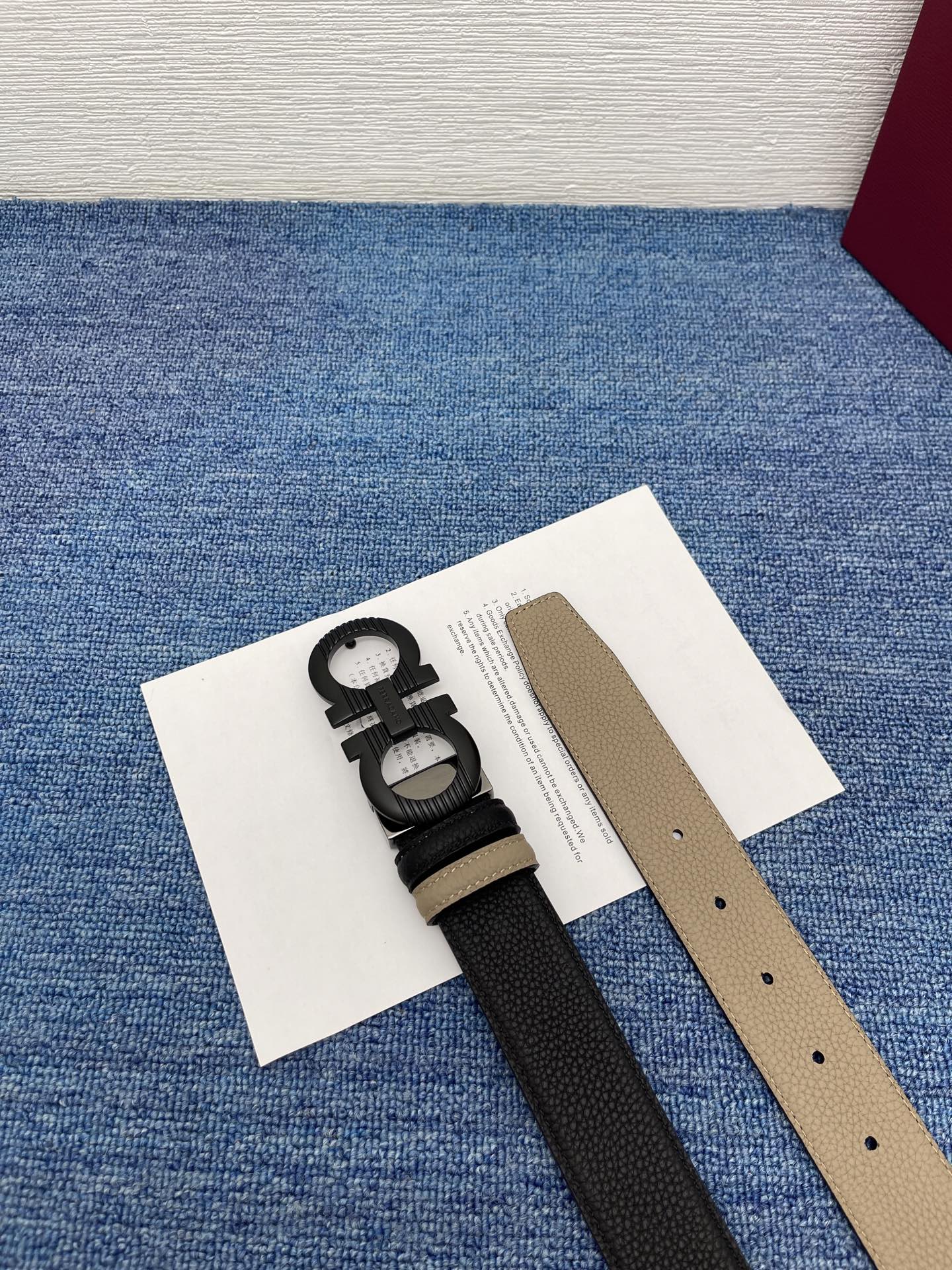 Salvatore Ferragamo Reversible Leather Belt with Gancini Buckle, 3.5cm 5 i1754287103941 7511 0 4