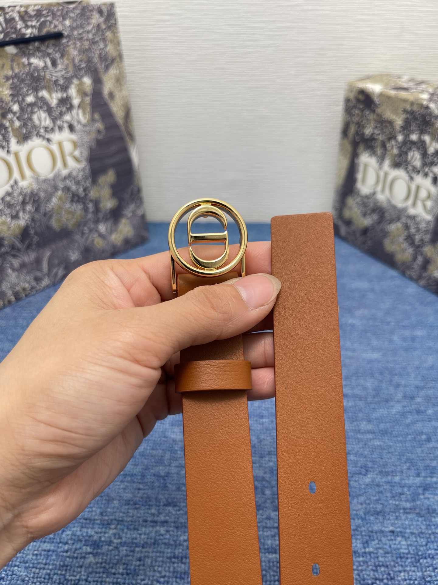 Dior 30 Montaigne Brown Leather Belt with CD Buckle, 25 mm 5 i1754372561133 781 0 5