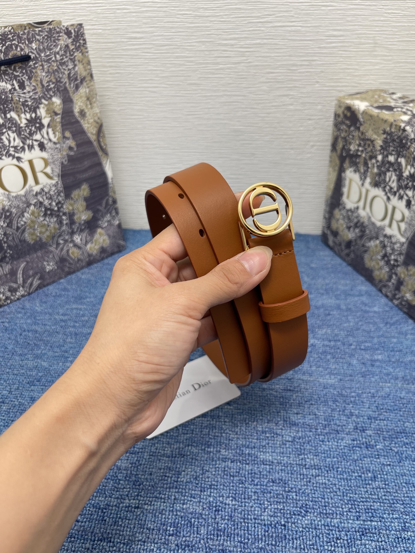 Dior 30 Montaigne Brown Leather Belt with CD Buckle, 25 mm 3 i1754372563573 6923 0 3