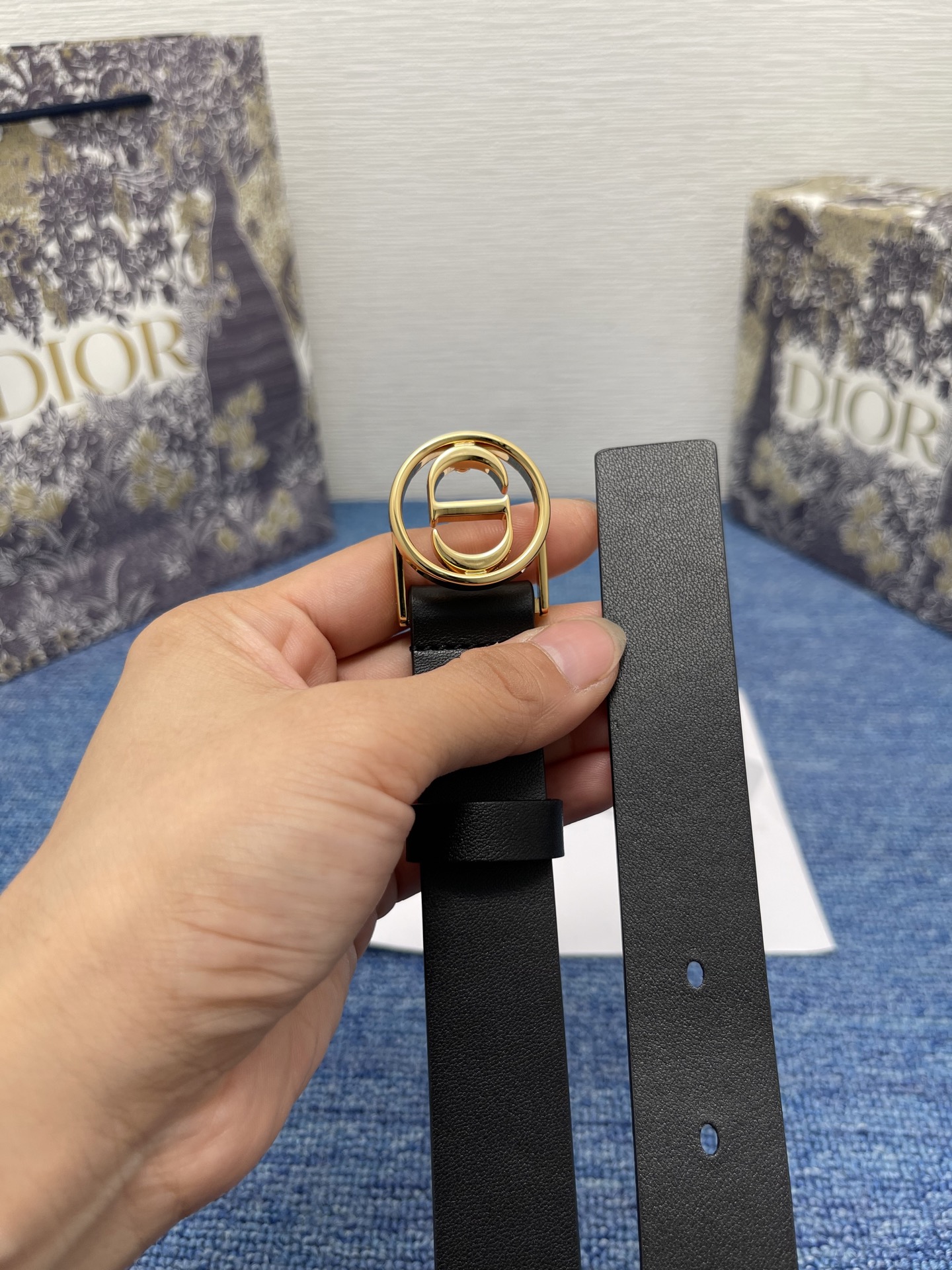 Dior 30 Montaigne Black Leather Belt with CD Buckle, 25 mm 6 i1754372697694 4831 0 5