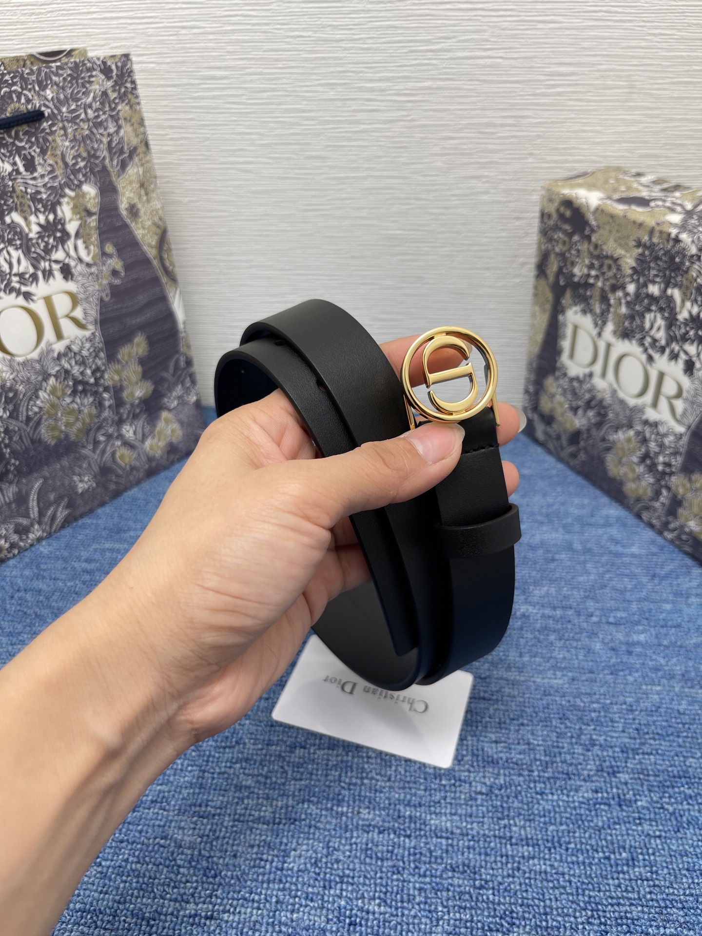 Dior 30 Montaigne Black Leather Belt with CD Buckle, 25 mm 3 i1754372697718 5693 0 2