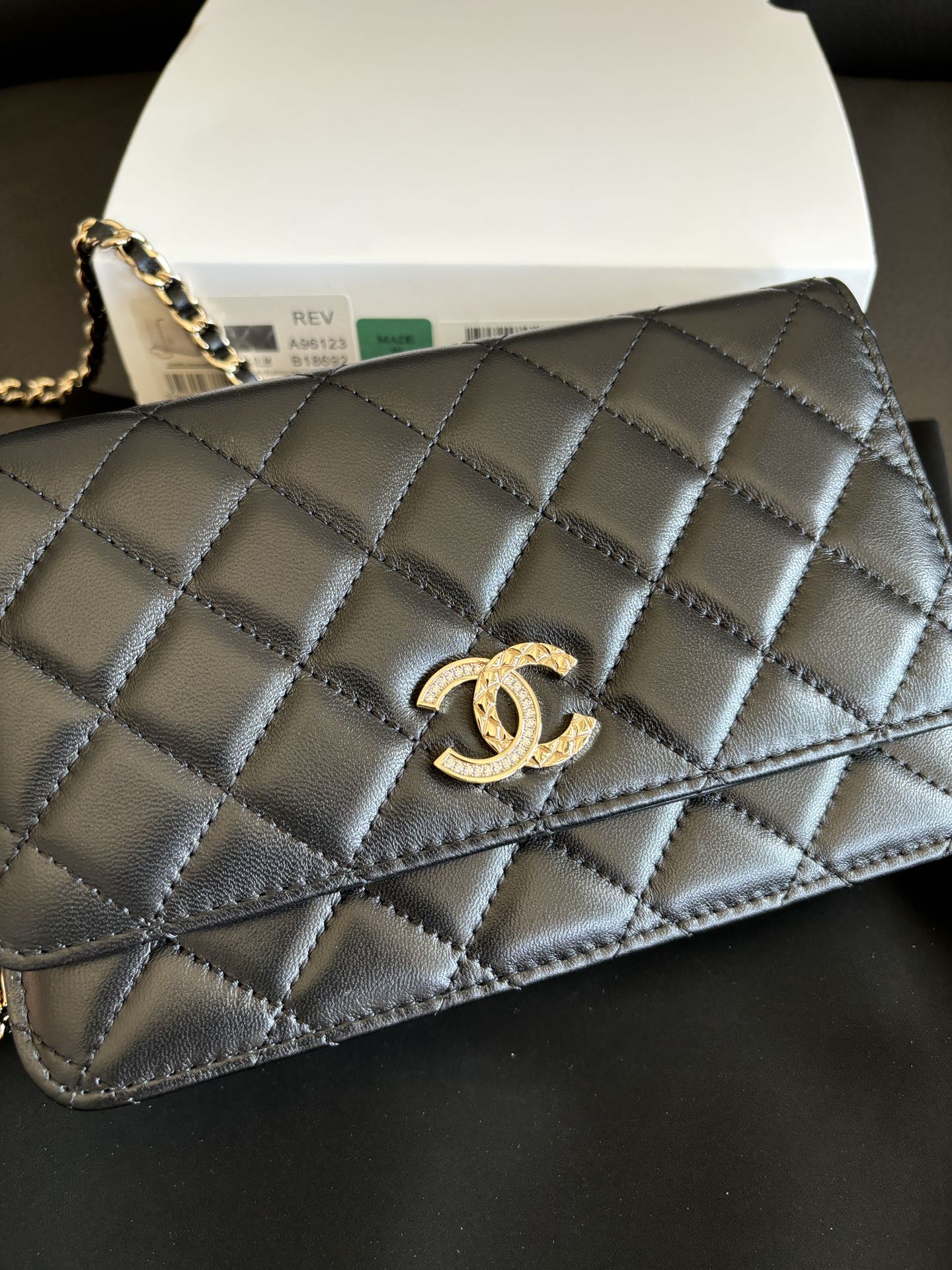 Chanel 24A WOC Black Lambskin Wallet on Chain Shoulder Bag, 19cm 10 i1732592905 2876 7