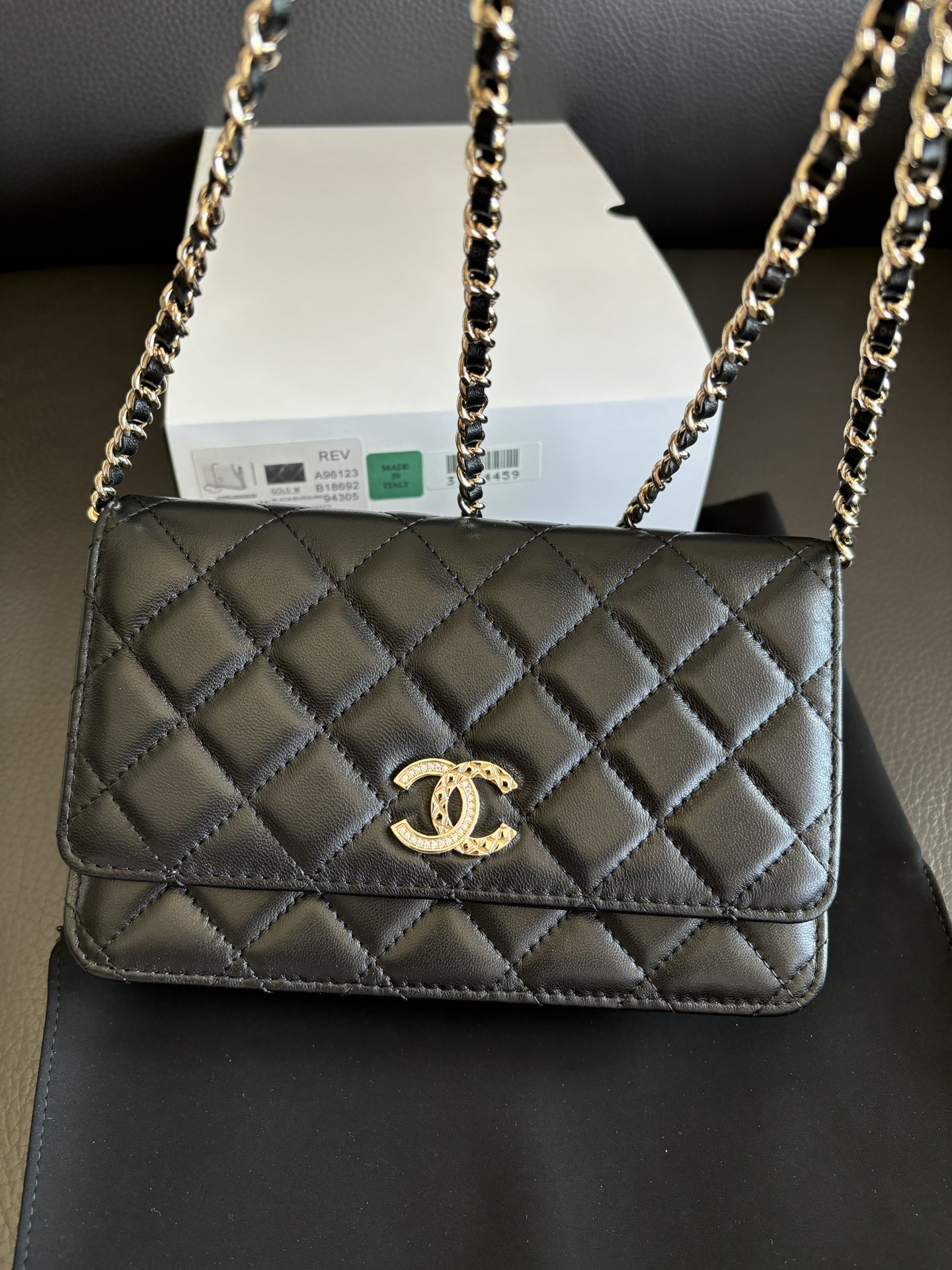 Chanel 24A WOC Black Lambskin Wallet on Chain Shoulder Bag, 19cm 9 i1732592905 3621 5
