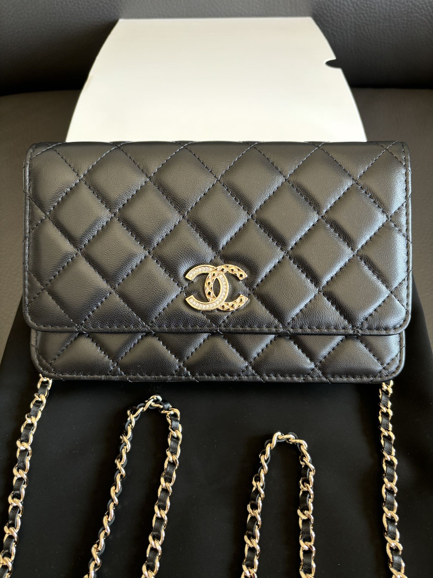 Chanel 24A WOC Black Lambskin Wallet on Chain Shoulder Bag, 19cm 2 i1732592905 5656 6