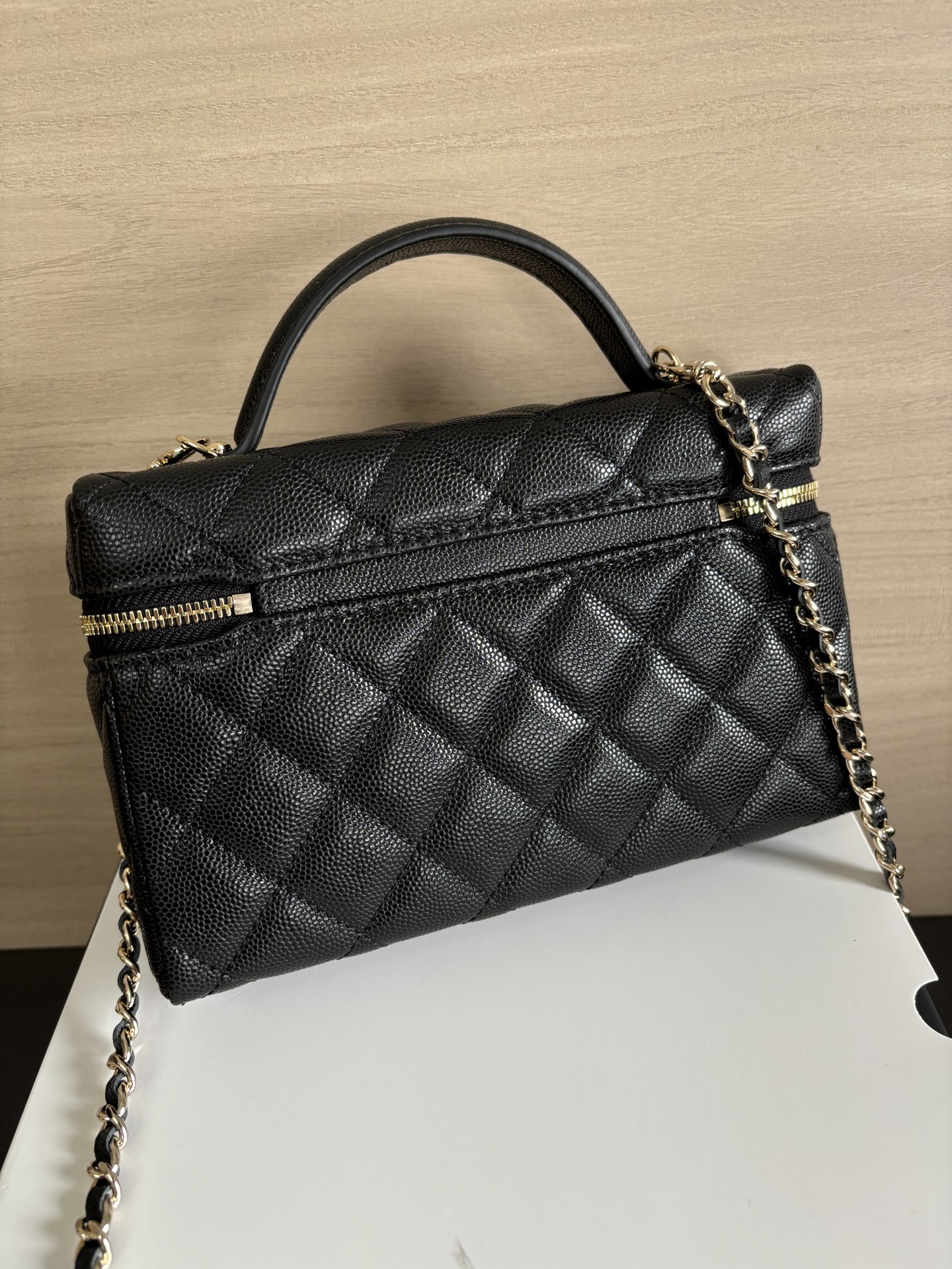 Chanel Black Quilted Handbag with Chain Strap, Small Logo, Vanity Bag 4 i1741323979548 8536 0 3