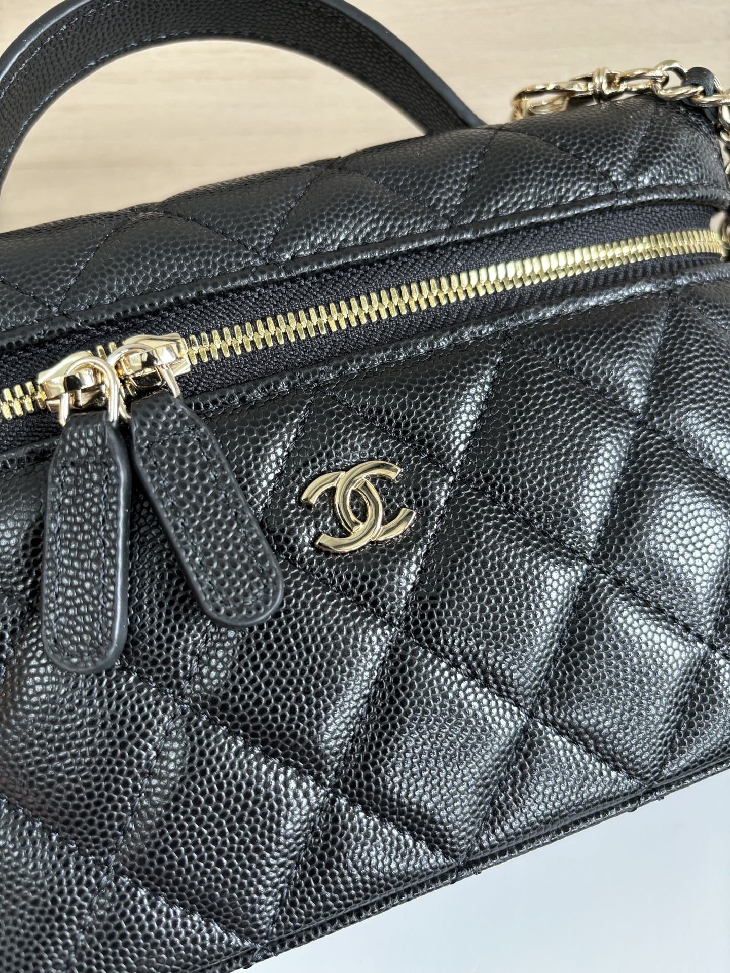 Chanel Black Quilted Handbag with Chain Strap, Small Logo, Vanity Bag 5 i1741323980823 4196 0 4