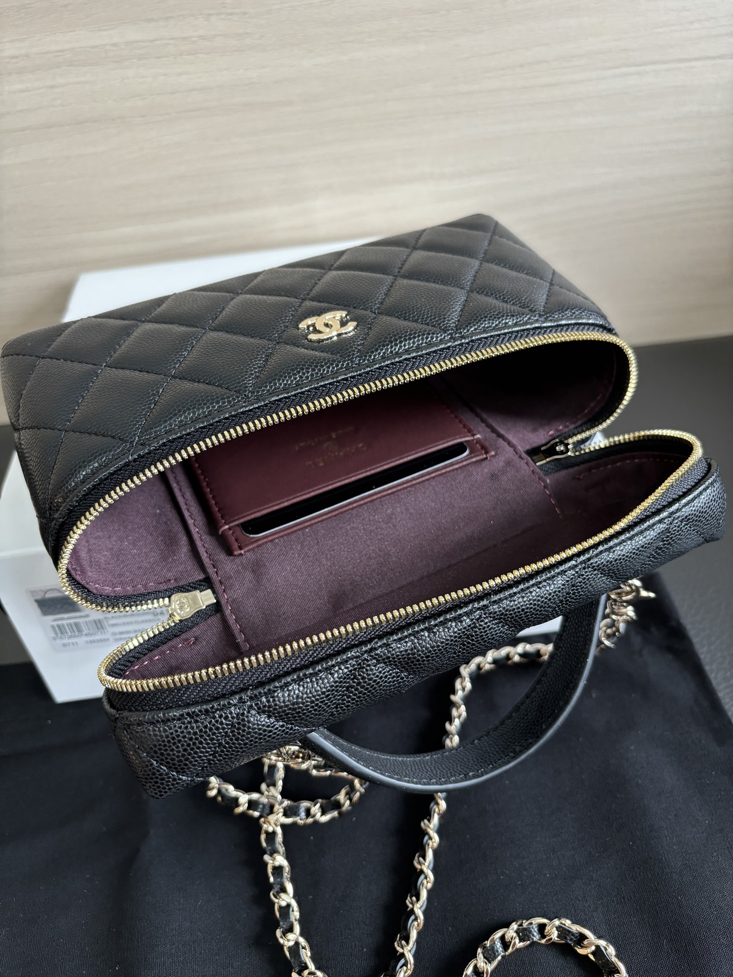 Chanel Black Quilted Handbag with Chain Strap, Small Logo, Vanity Bag 7 i1741323980831 2889 0 6