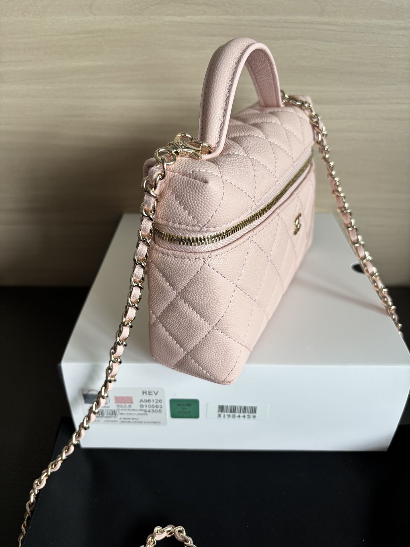 Chanel Vanity Case Bag with Top Handle & Chain - Pink Quilted Leather 3 i1747988404944 6287 0 1