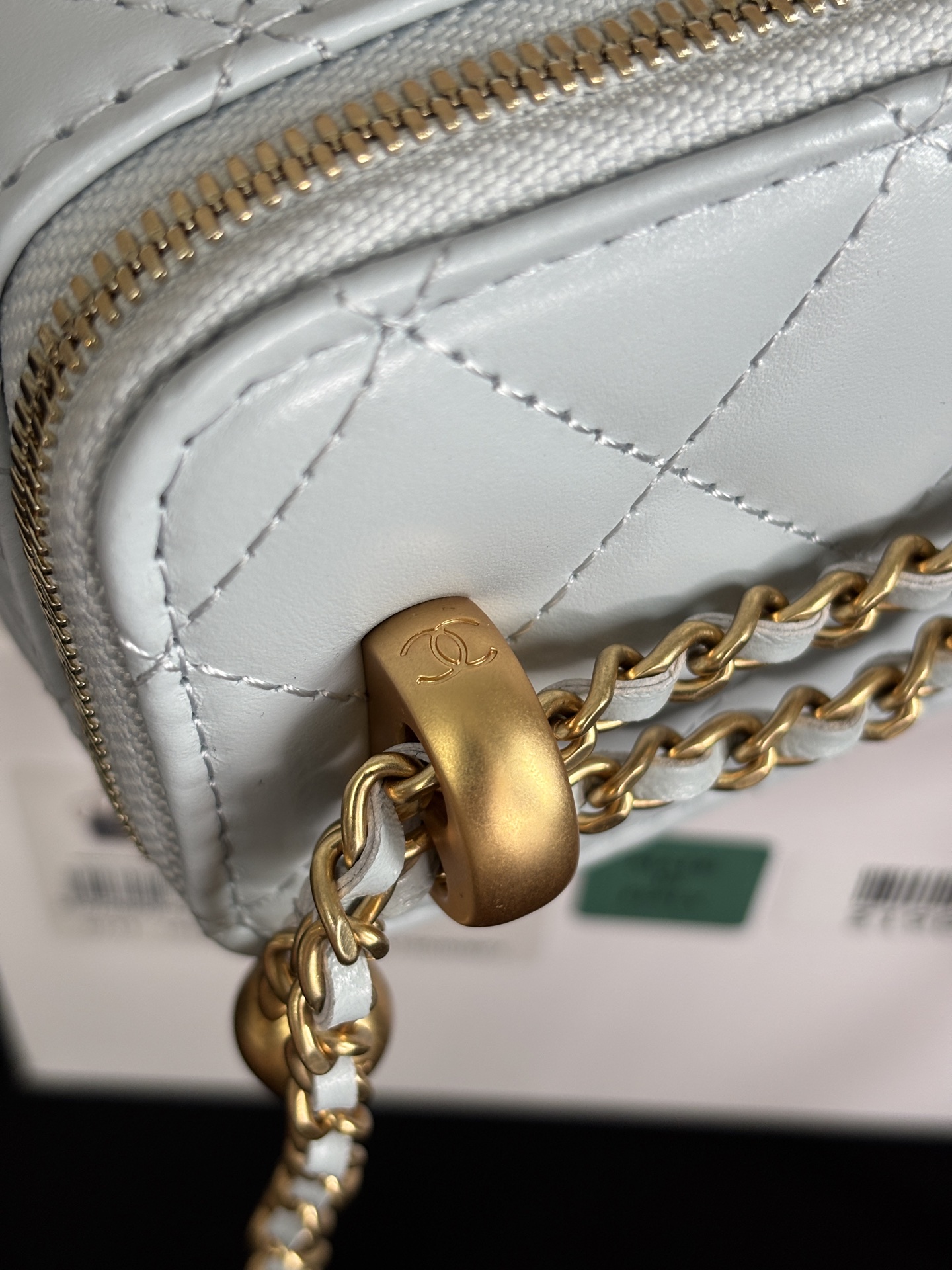 Chanel 25 Spring/Summer Light Blue Leather Double Gold Ball Vanity Bag 9 i1748156625223 2301 0 8