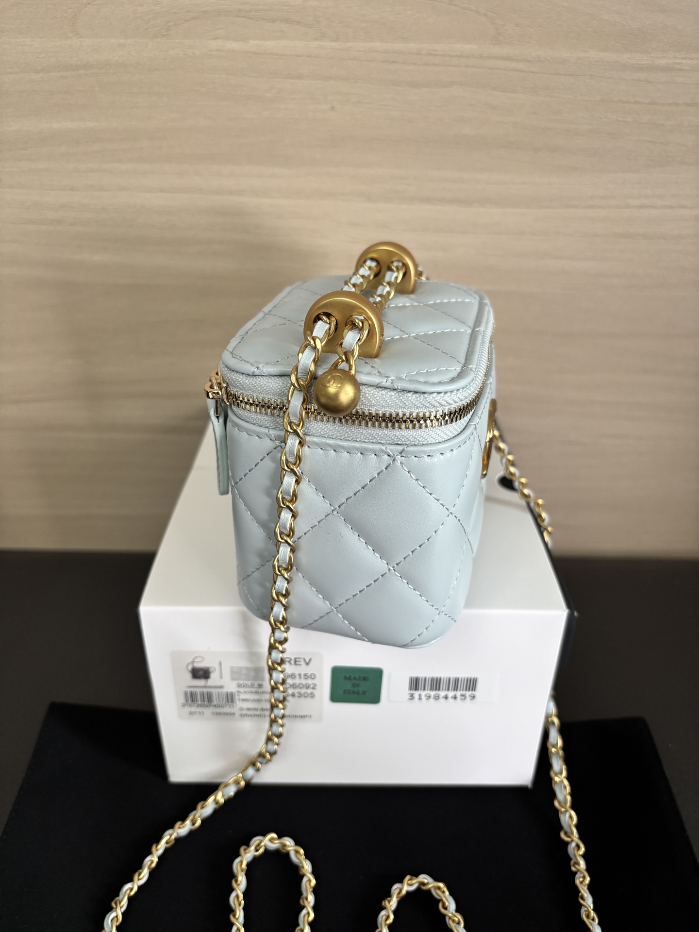 Chanel 25 Spring/Summer Light Blue Leather Double Gold Ball Vanity Bag 2 i1748156625310 9364 0 1