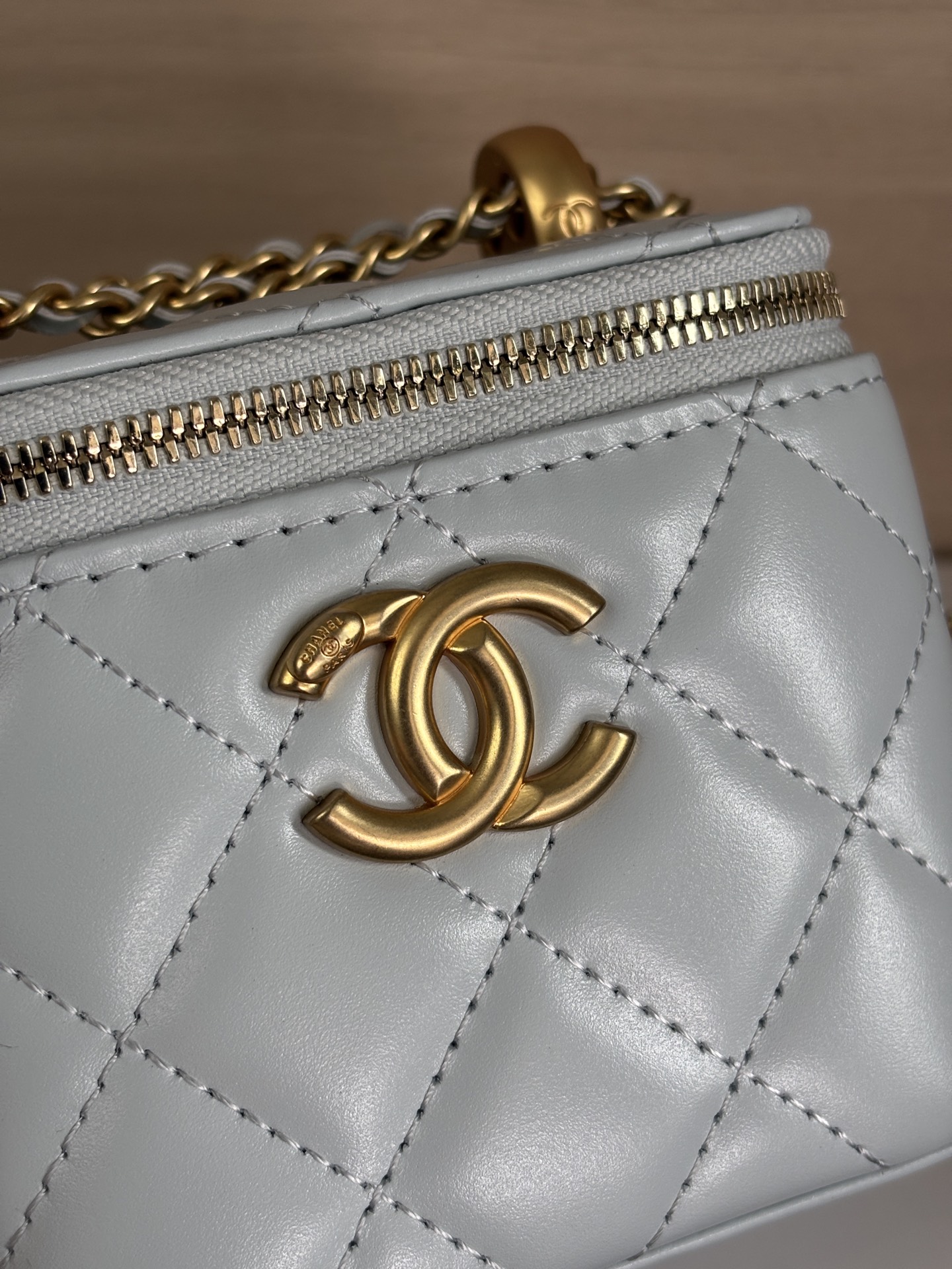 Chanel 25 Spring/Summer Light Blue Leather Double Gold Ball Vanity Bag 5 i1748156634862 9151 0 4