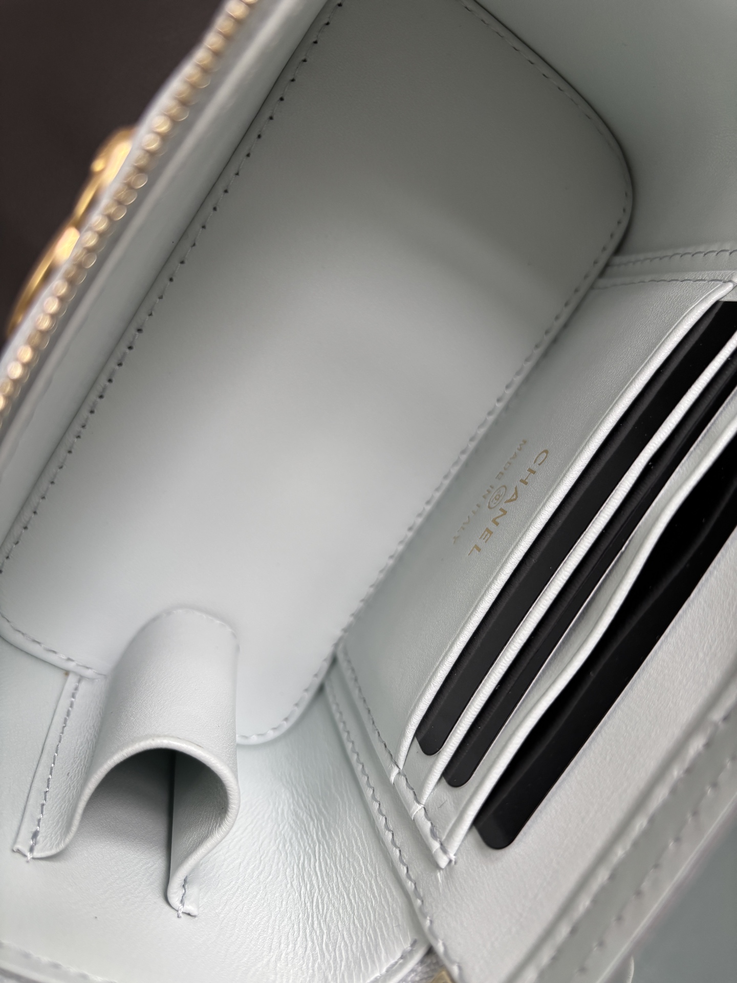 Chanel Vanity Case Bag, 17cm, Light Blue Leather with Golden Chain 8 i1748312831312 7026 0 7