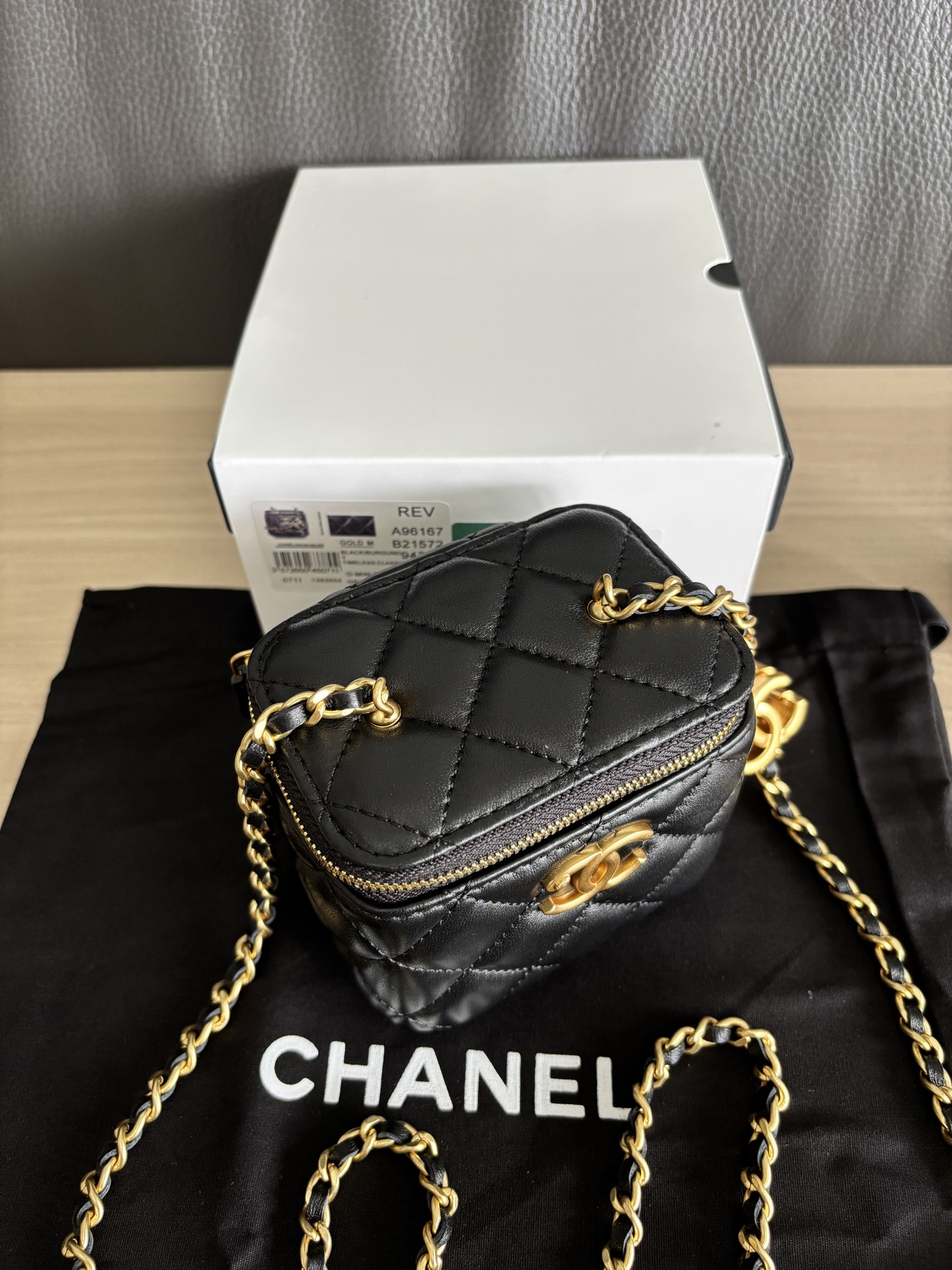 Chanel Lambskin Vanity Bag with Chain, Classic Double CC Clasp, Black 7 i1754542376742 3904 0 6