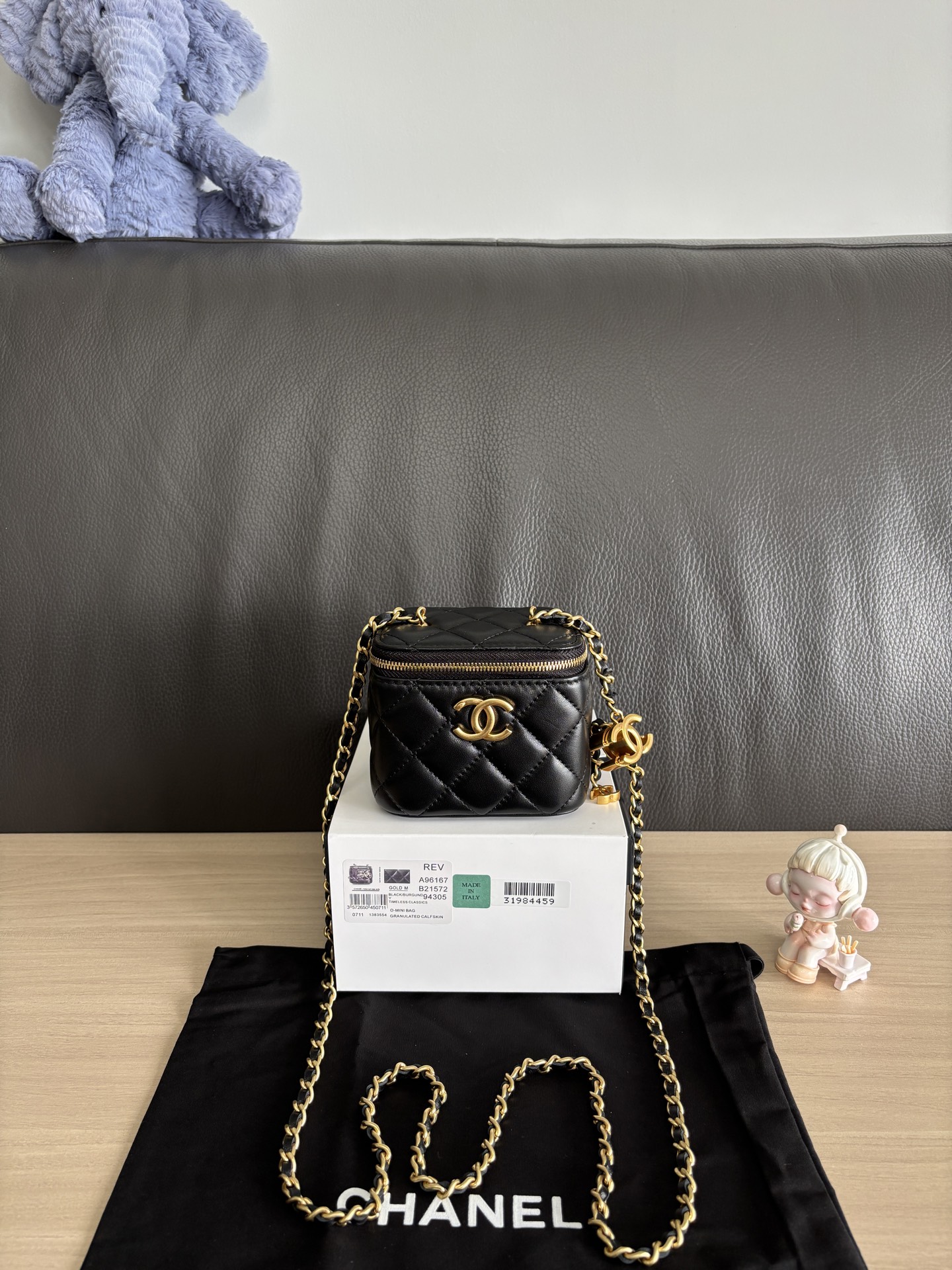 Chanel Lambskin Vanity Bag with Chain, Classic Double CC Clasp, Black 1 i1754542376816 156 0 0
