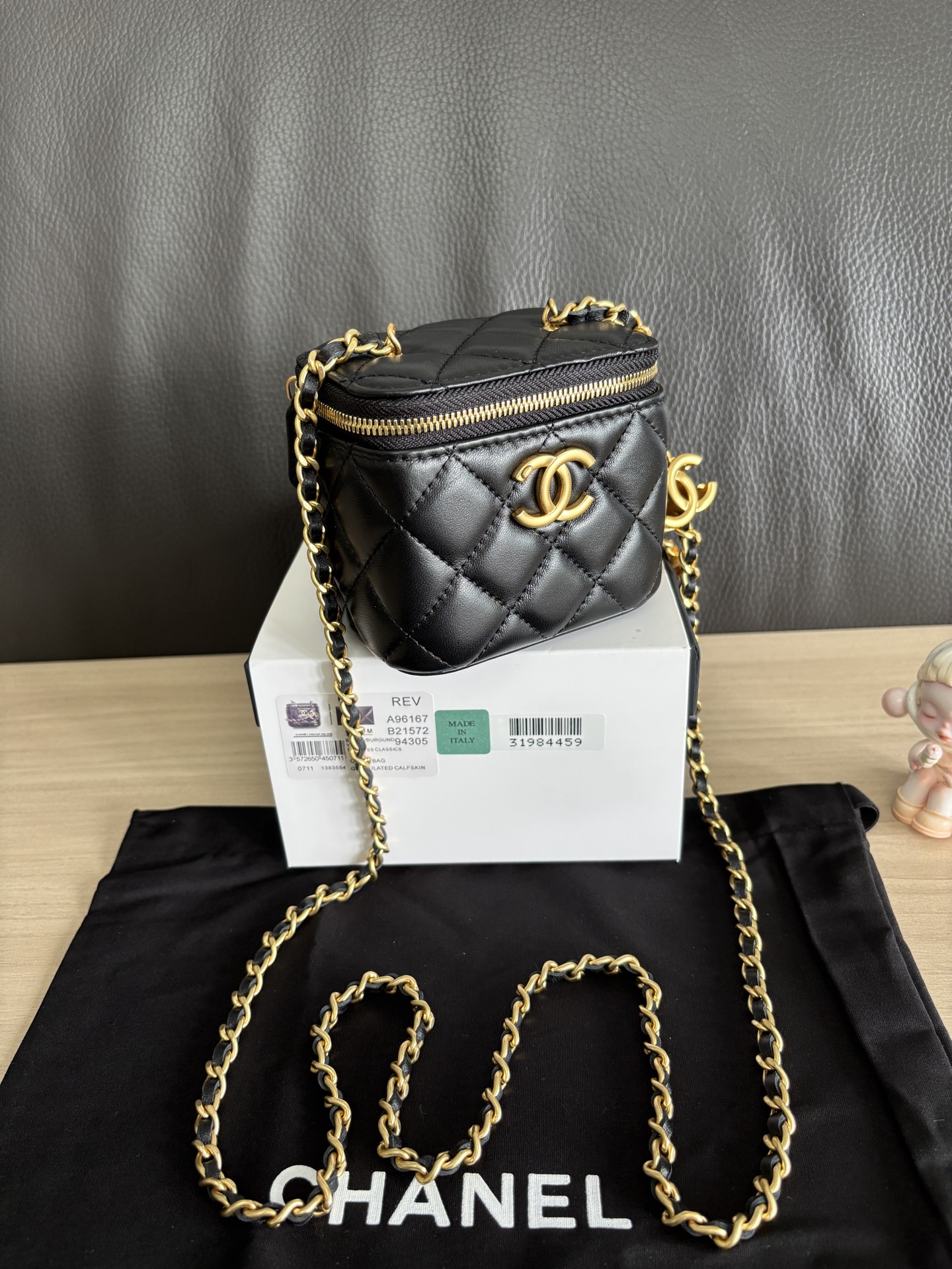Chanel Lambskin Vanity Bag with Chain, Classic Double CC Clasp, Black 3 i1754542376838 5374 0 2