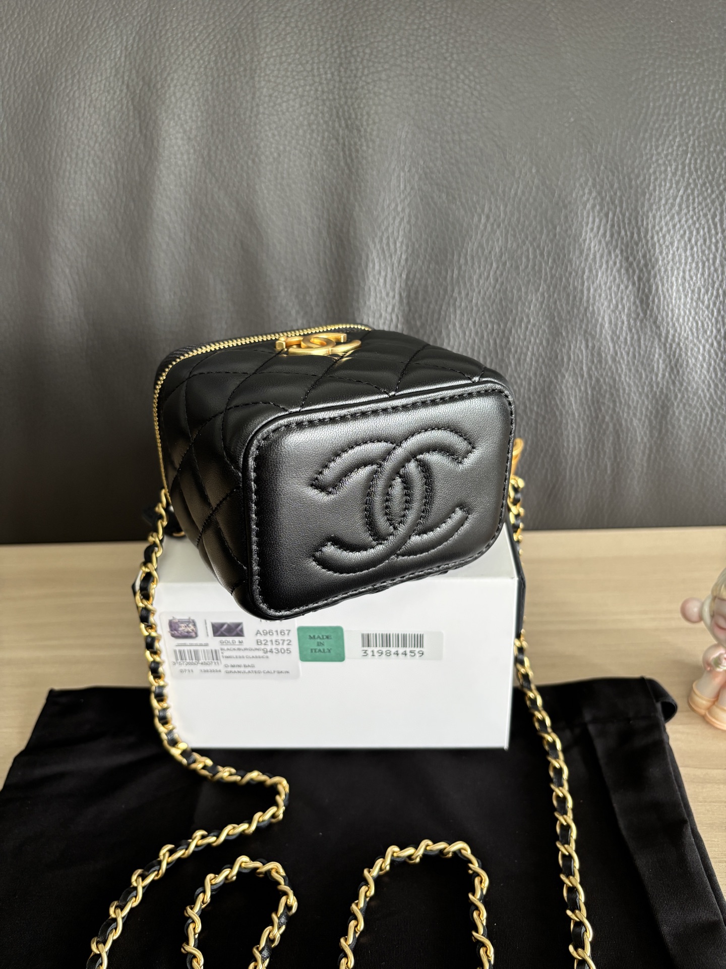 Chanel Lambskin Vanity Bag with Chain, Classic Double CC Clasp, Black 4 i1754542378598 4363 0 3