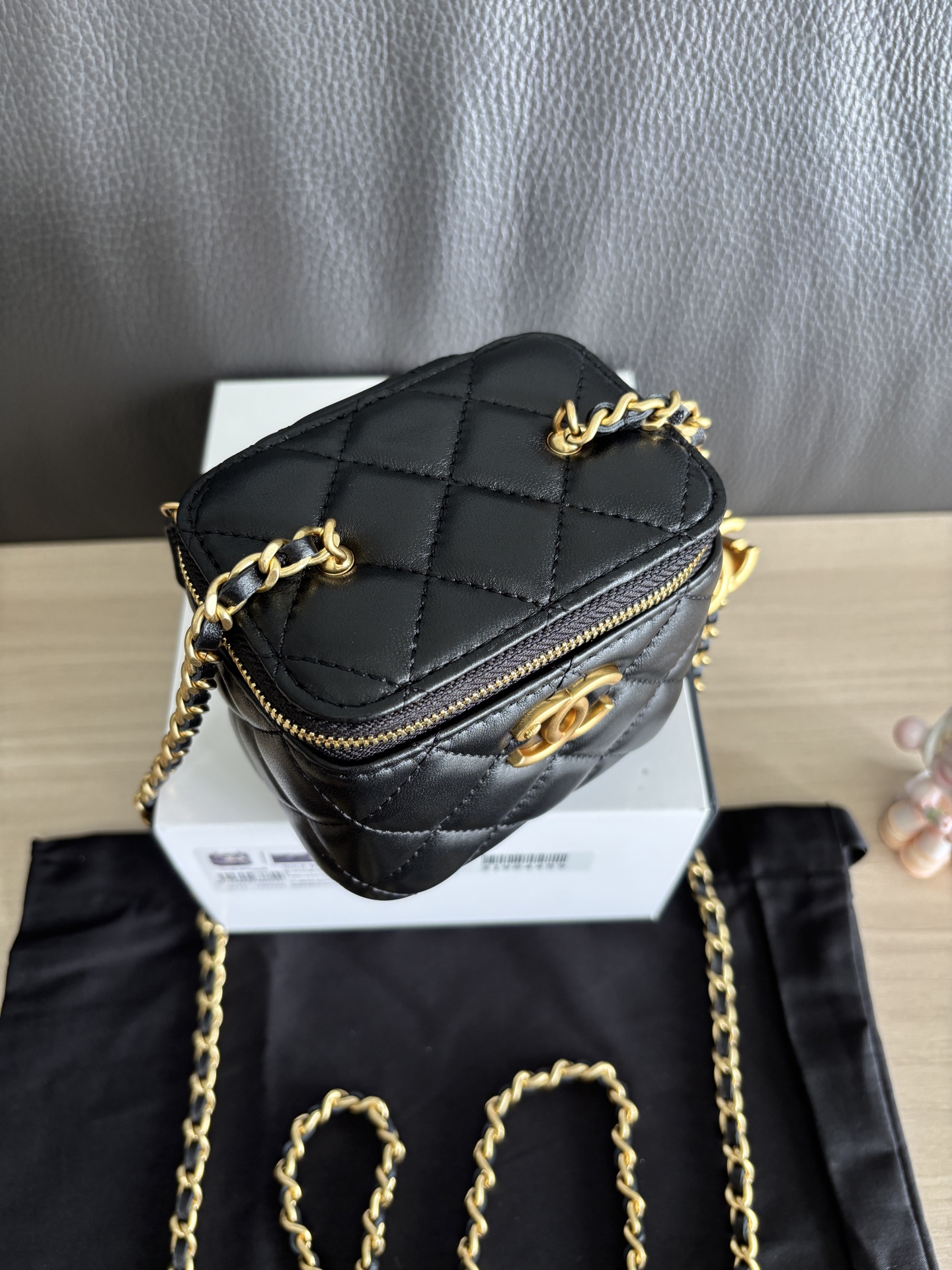 Chanel Lambskin Vanity Bag with Chain, Classic Double CC Clasp, Black 2 i1754542378608 4092 0 1