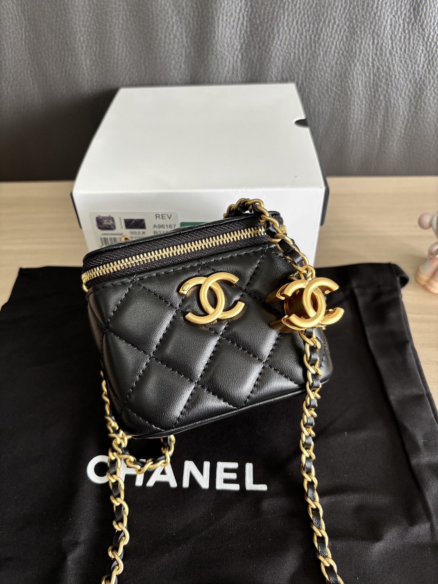 Chanel Lambskin Vanity Bag with Chain, Classic Double CC Clasp, Black 6 i1754542378640 8169 0 5