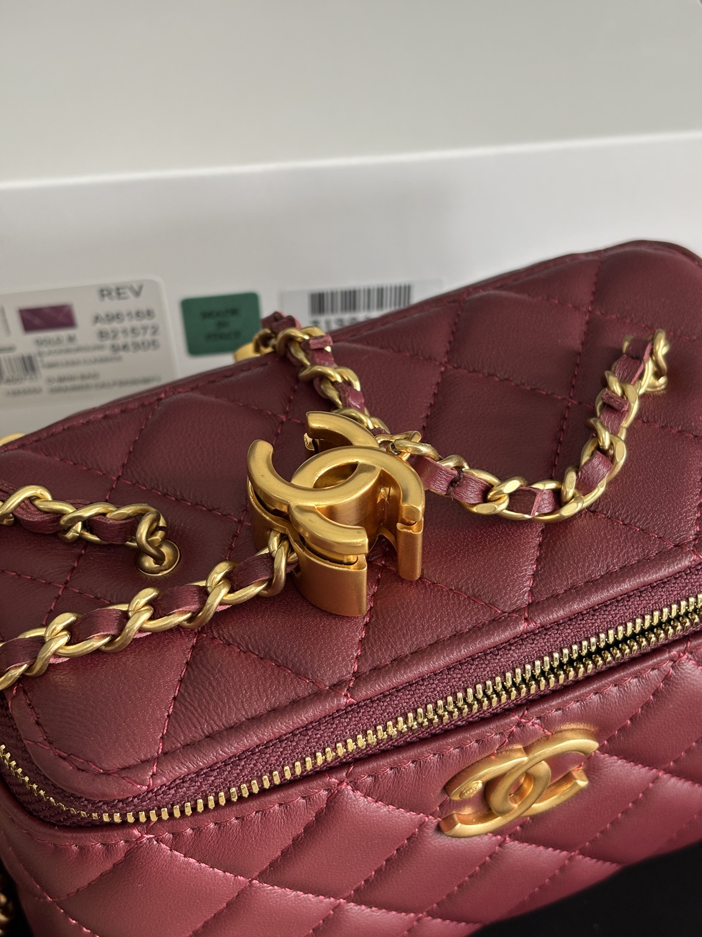 Chanel Lambskin Vanity Case with Chain, Classic Double CC, Burgundy 10 i1755313638205 1103 0 8