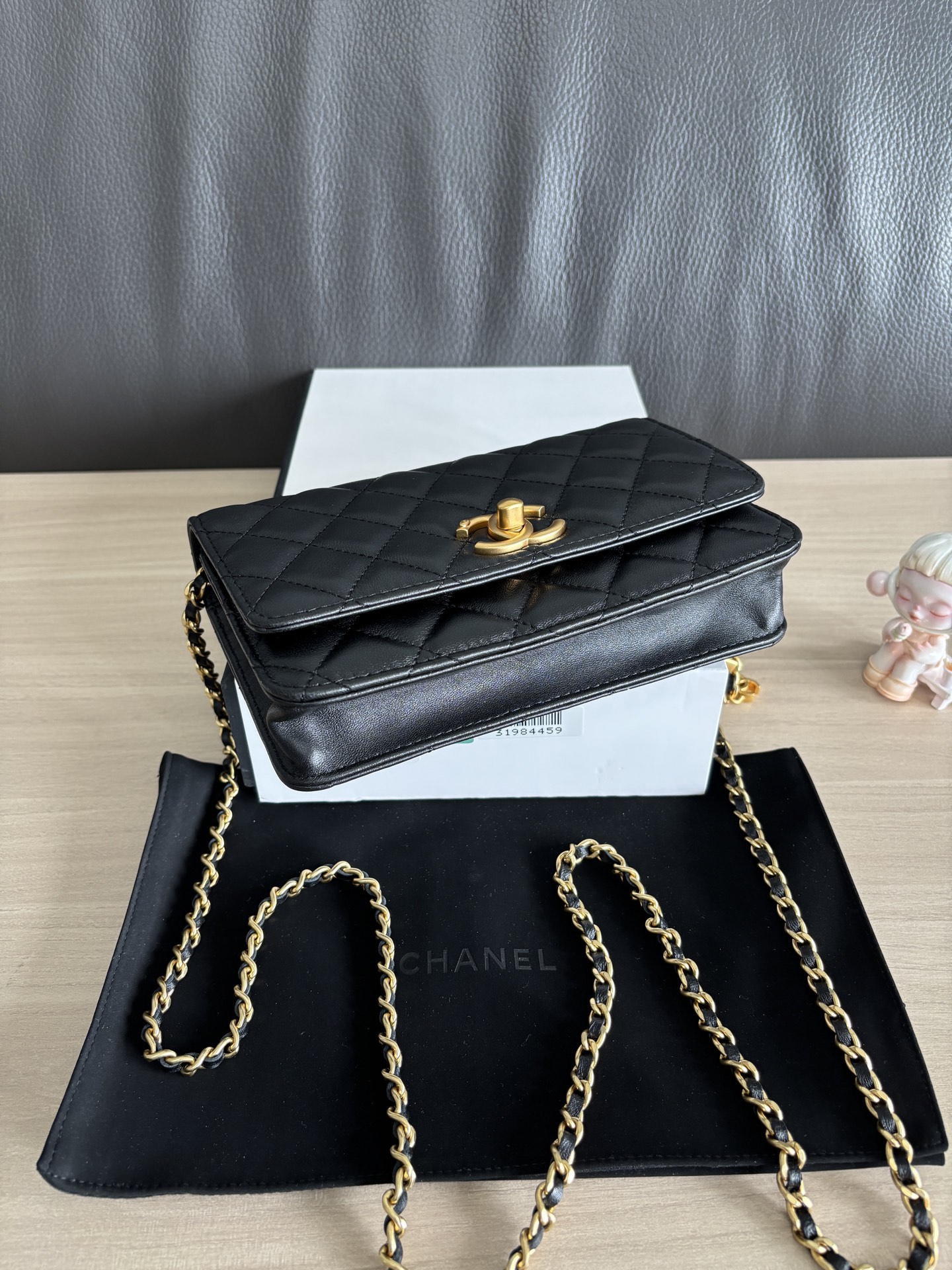Chanel 96166 Black Lambskin Wallet on Chain (WOC) Crossbody Bag 4 i1755410004247 48 0 3