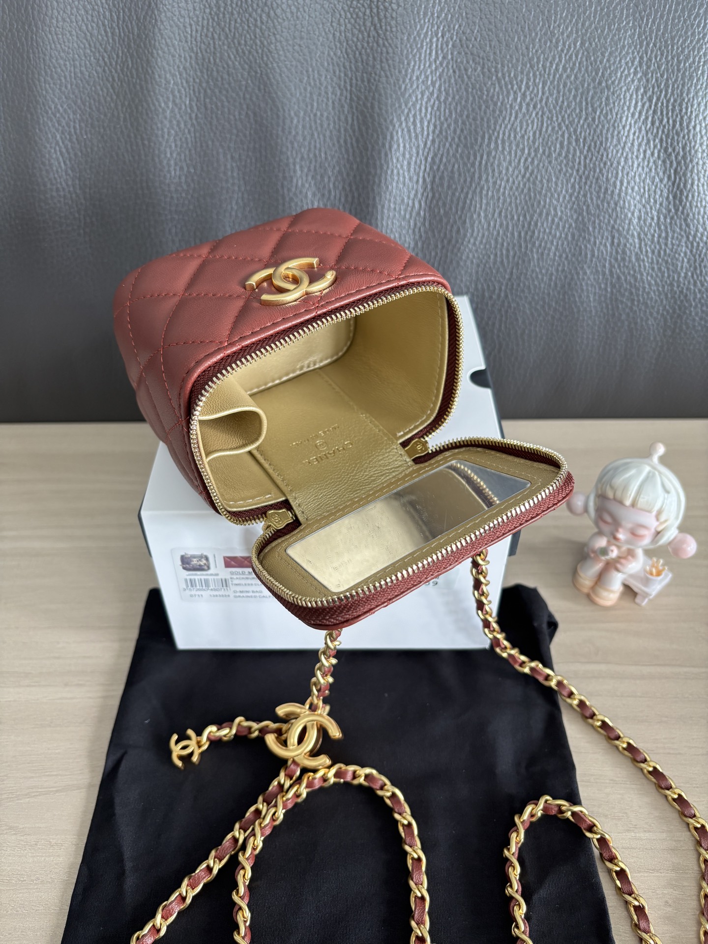 Chanel Lambskin Leather Vanity Bag with Chain, Maroon 8 i1755410356968 6324 0 6