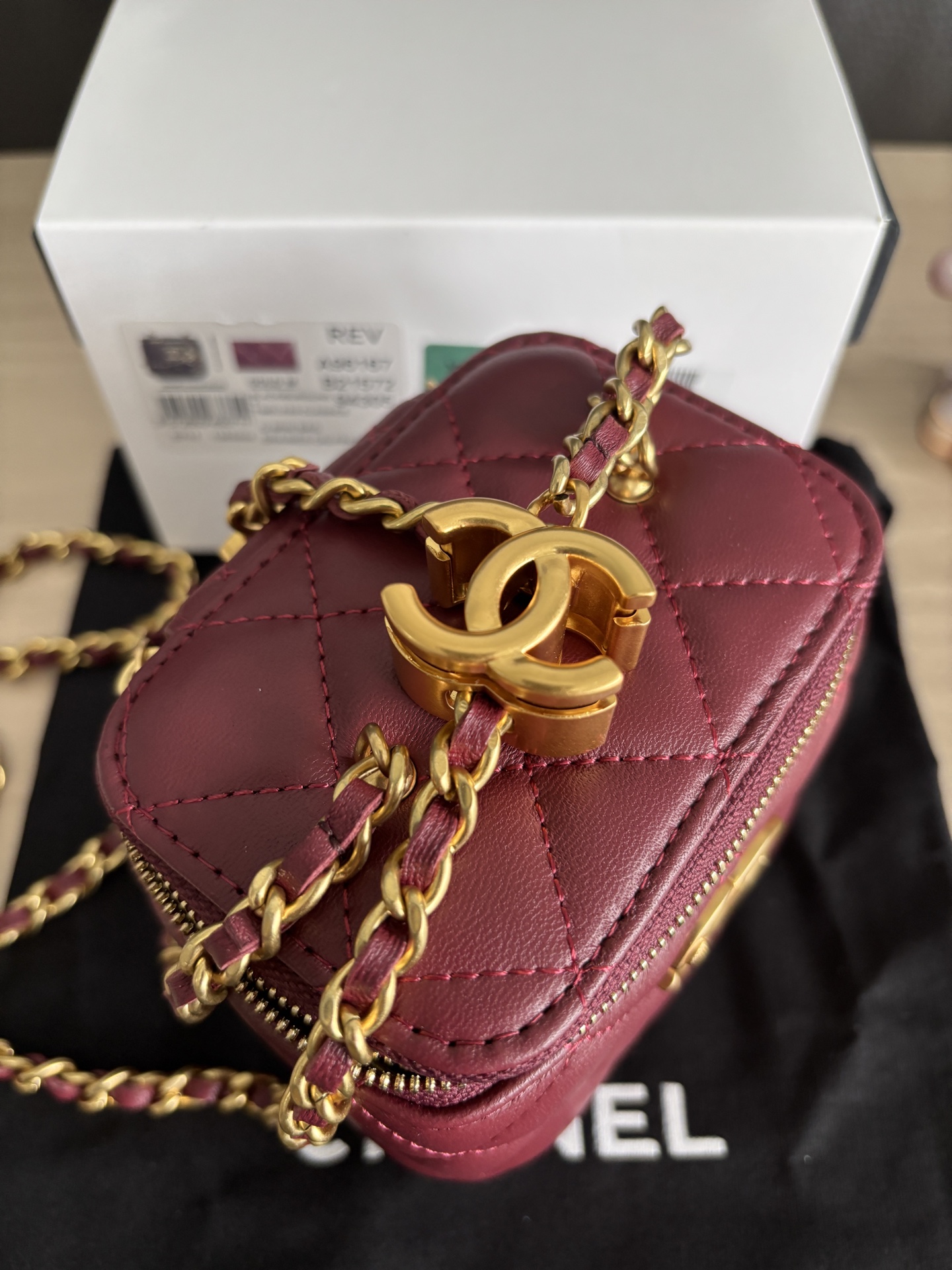 Chanel Lambskin Leather Vanity Bag with Chain, Maroon 10 i1755410358715 7469 0 8