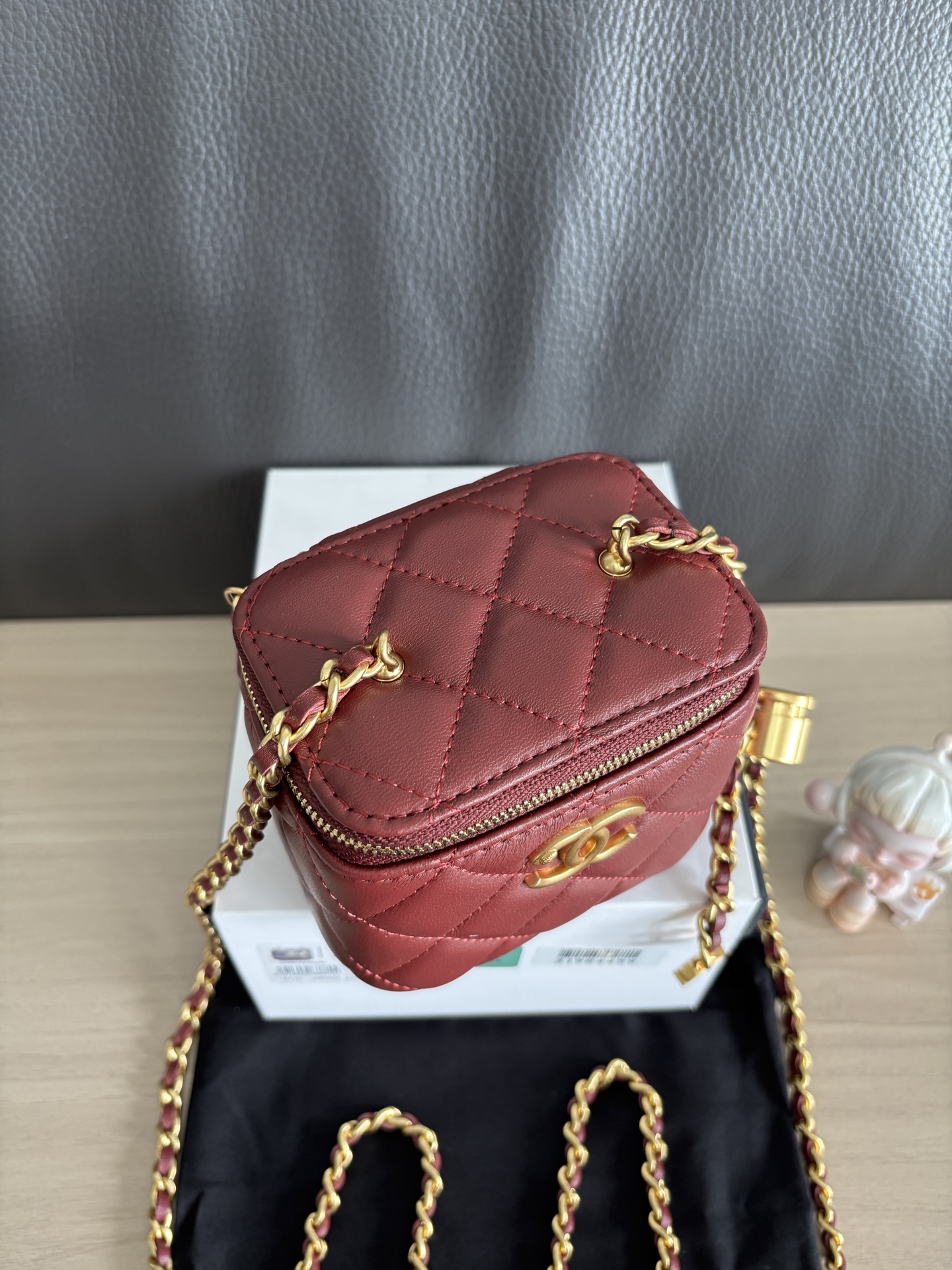 Chanel Lambskin Leather Vanity Bag with Chain, Maroon 3 i1755410358742 5358 0 1