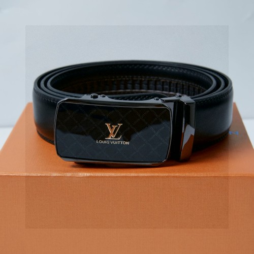 Louis Vuitton Reflective Smooth Buckle Leather Belt with Shadow Logo - 120x3.5 1 Louis Vuitton Reflective Smooth Buckle Leather Belt with Shadow Logo - 120x3.5