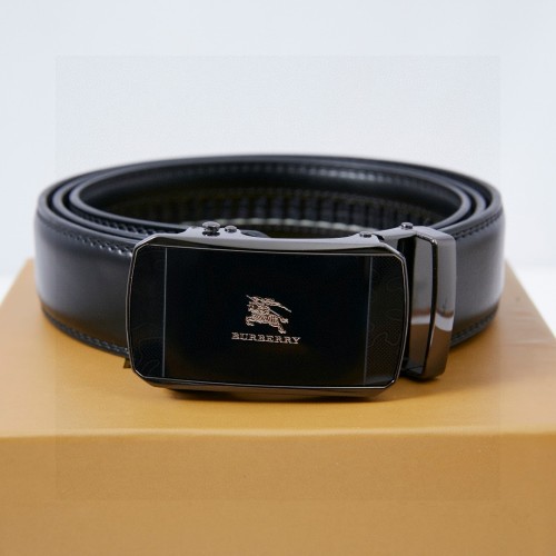 Burberry Men's Black Leather Belt with Smooth Automatic Buckle, 120cm 1 Burberry Men's Black Leather Belt with Smooth Automatic Buckle, 120cm