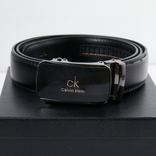 Calvin Klein Men's Black Leather Belt with Mirror Buckle 1 Calvin Klein Men's Black Leather Belt with Mirror Buckle