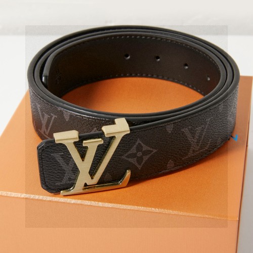Louis Vuitton Men's Belt, Black Leather with Gold Buckle, 4cm Width, 120cm Length 1 Louis Vuitton Men's Belt, Black Leather with Gold Buckle, 4cm Width, 120cm Length