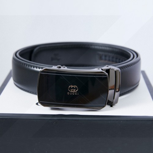 Gucci Men's Black Leather Belt with Automatic Buckle, Adjustable Length 1 Gucci Men's Black Leather Belt with Automatic Buckle, Adjustable Length
