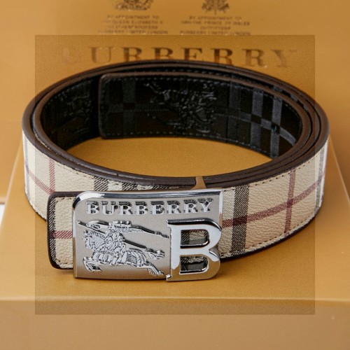 Burberry Leather Belt with Classic Check Pattern and Silver-Tone Buckle 1 Burberry Leather Belt with Classic Check Pattern and Silver-Tone Buckle