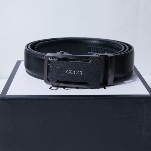 Gucci Men's Black Leather Belt with Automatic Buckle, Adjustable Length 1 Gucci Men's Black Leather Belt with Automatic Buckle, Adjustable Length