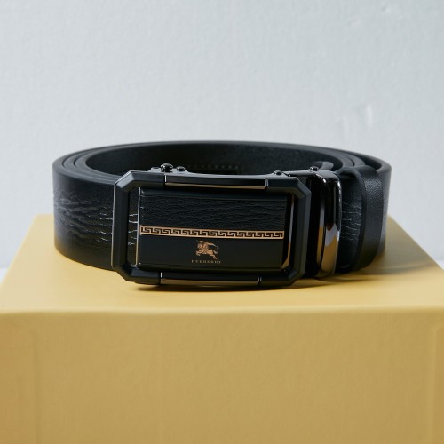 Burberry Men's Black Leather Belt with Automatic Smooth Buckle, 120 cm 1 Burberry Men's Black Leather Belt with Automatic Smooth Buckle, 120 cm